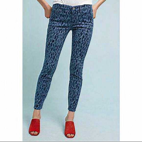 Anthropologie Denim - Pilcro and the Letterpress‎ x Anthropologie Blue Leopard Mid Rise Skinny Size 27